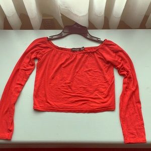 Boohoo Red long sleeve crop top